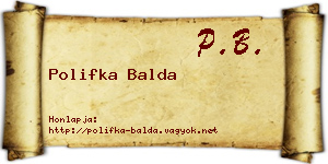 Polifka Balda névjegykártya